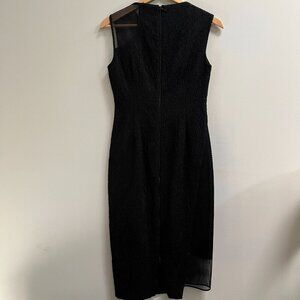 Elie Tahari Black Dress Mesh‎ Zip Back Sexy Textured Classic Modern Size 6